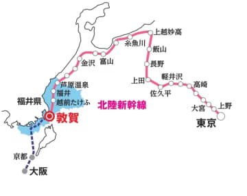 【「北陸新幹線延長」小知識第2期】還剩一個月。來看看「敦賀」的位置吧！