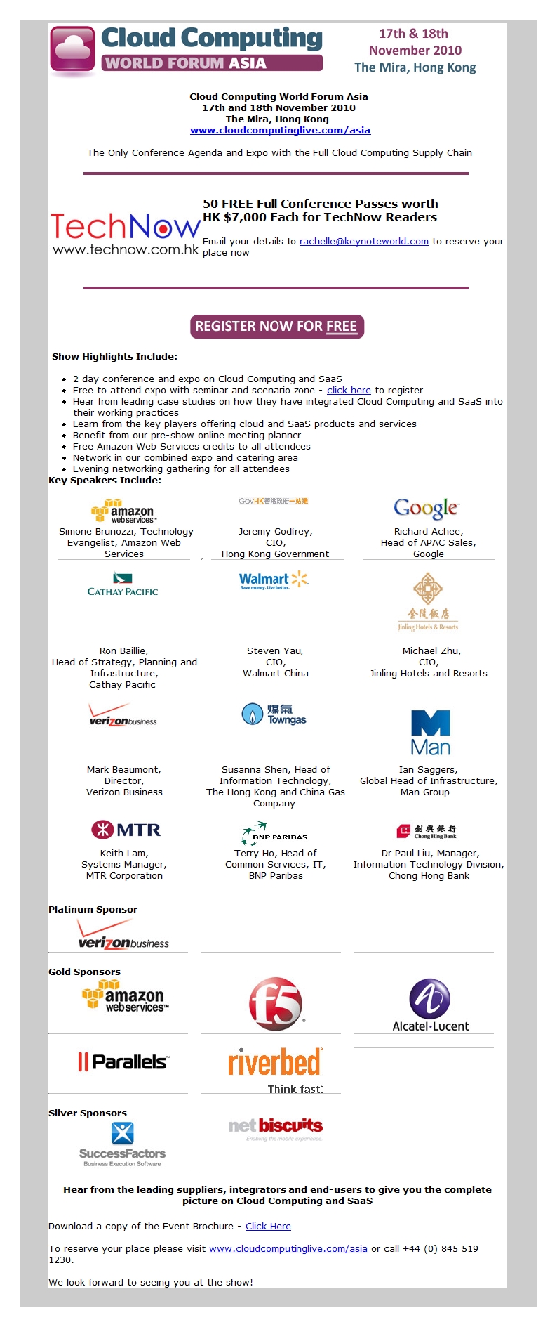 Cloud Computing World Forum Asia – Register Your Place Now! – TechNow 當代科技