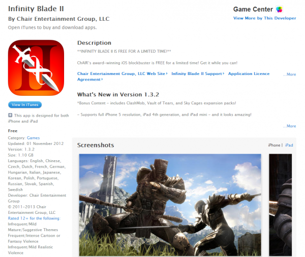 iPhone 出色遊戲 ─ 《Infinity Blade II》限時免費下載！ – TechNow 當代科技