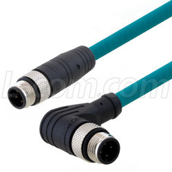 L-com針對狹窄空間內工業級連接應用的直角型M12線纜組件備貨待售