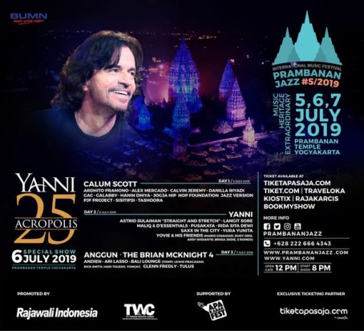 雅尼將於7月6日在2019普蘭巴南爵士音樂節上舉辦音樂會