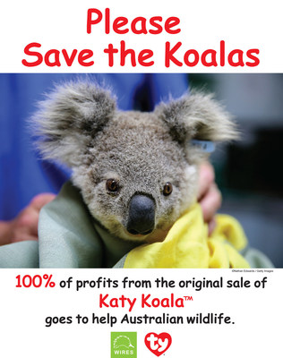 泰伊-華納發佈新款beanie-boo援助澳洲，呼籲大家拯救考拉